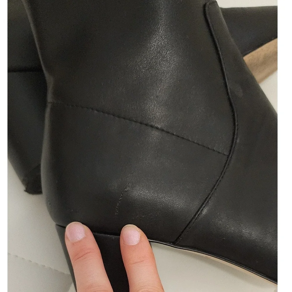 Abercrombie & Fitch Black Vegan Leather Boots Block Heel Womens 9